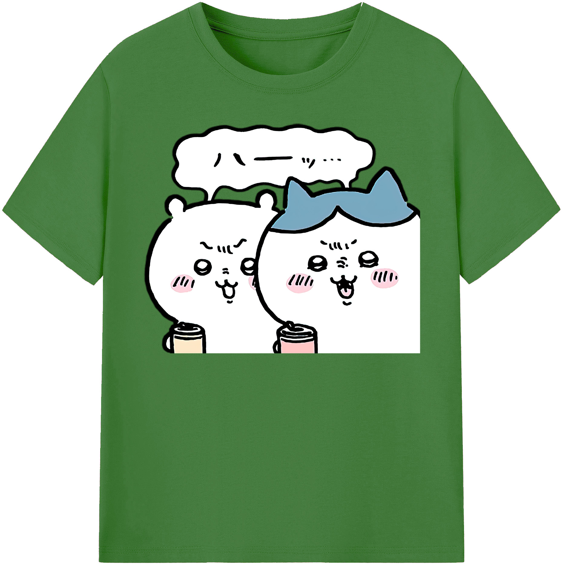 （画像用） ちいかわ ハチワレ Chii-kawa hachiware レディースカジュアルプリントTシャツ（綿100％）